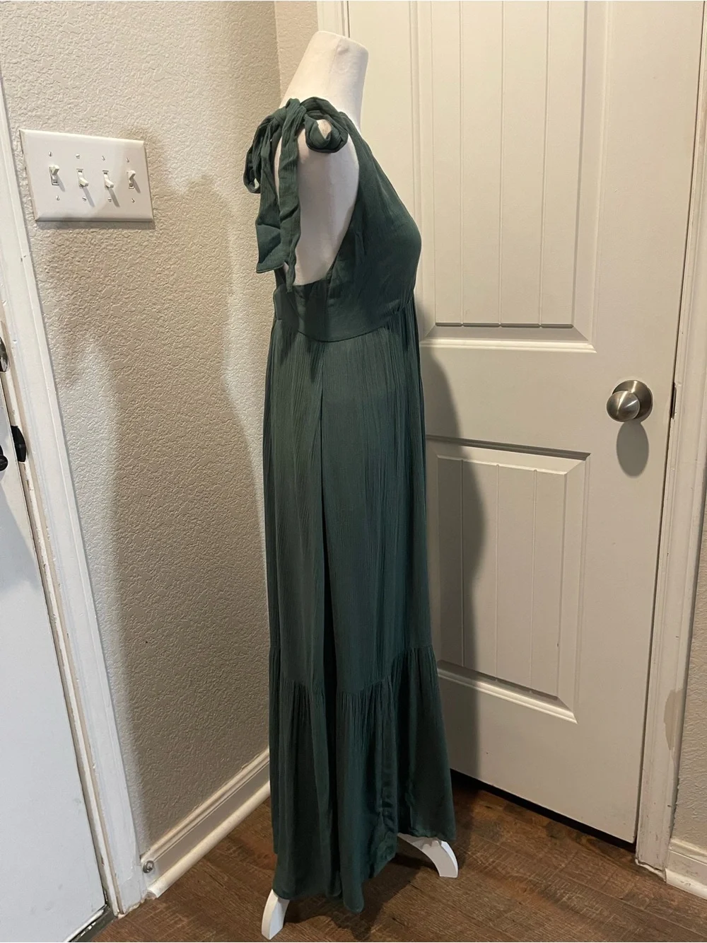 Abercrombie & Fitch Olive Green Tie-Shoulder Maxi Dress